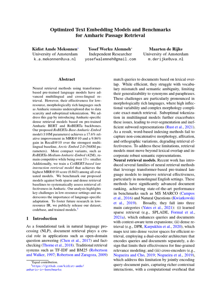 Amharic Passage Retrieval Models | PDF | Information Retrieval ...
