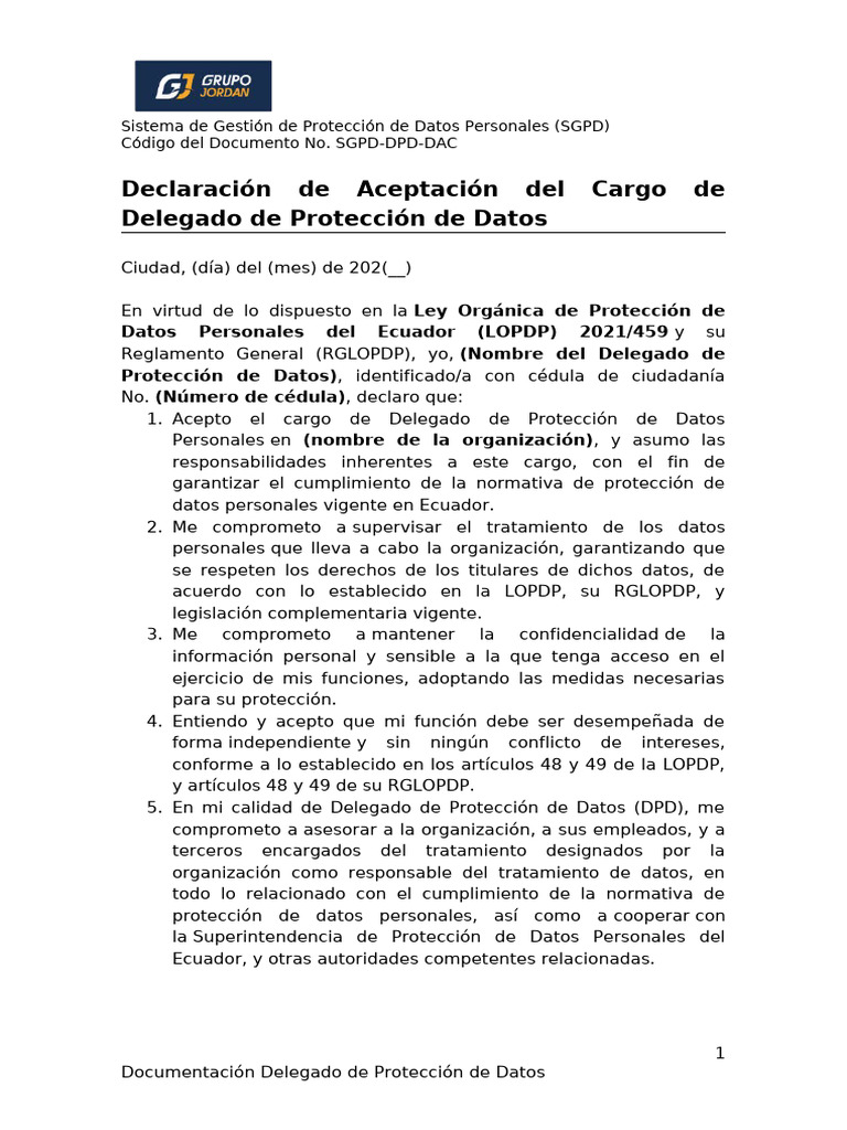 Aceptación del Cargo DPD en SGPD | PDF | Justicia | Crimen y violencia