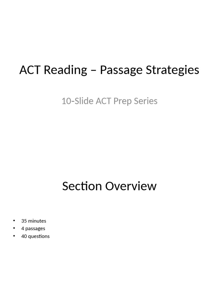 ACT Reading Passage Strategies | PDF