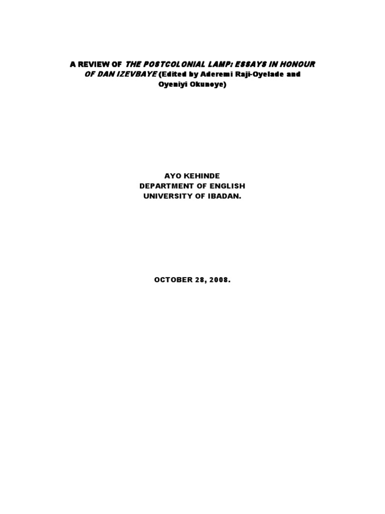 Review of The Postcolonial Lamp - Remi Raji | PDF | Postcolonialism ...