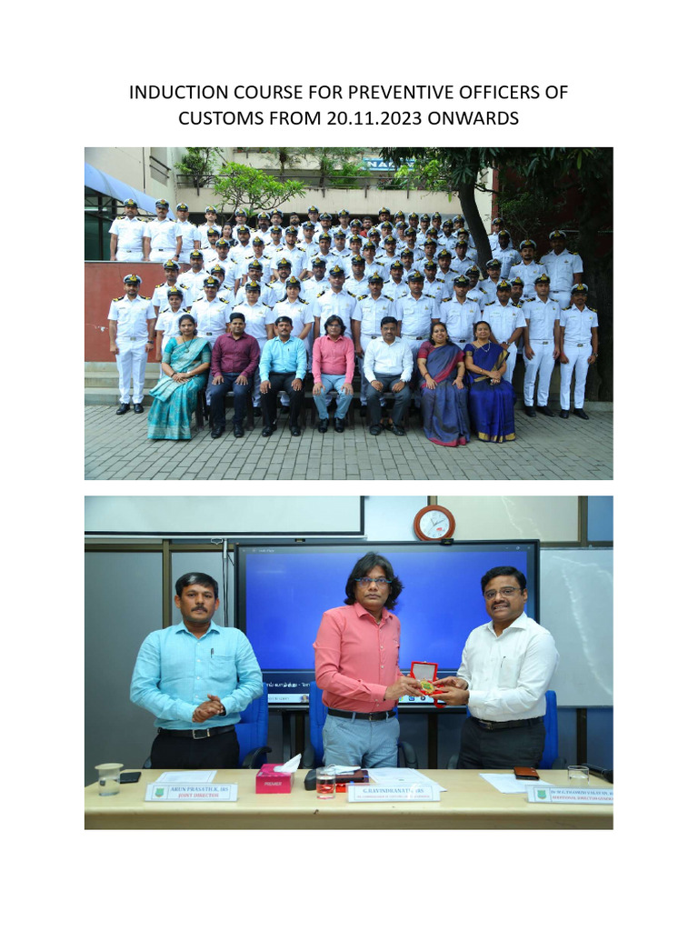 Induction Course For Preventive Officers of Customs Nov23 | PDF