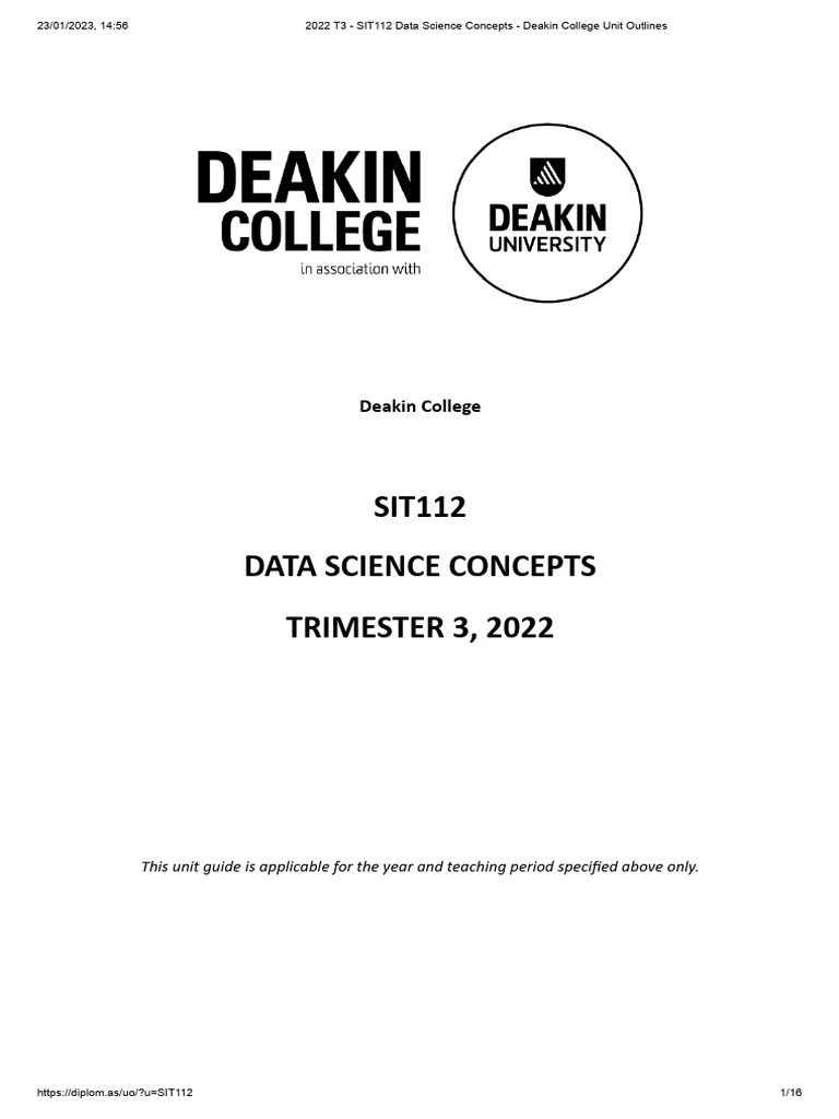 2022 T3 - SIT112 Data Science Concepts | PDF | Data Science | Statistics