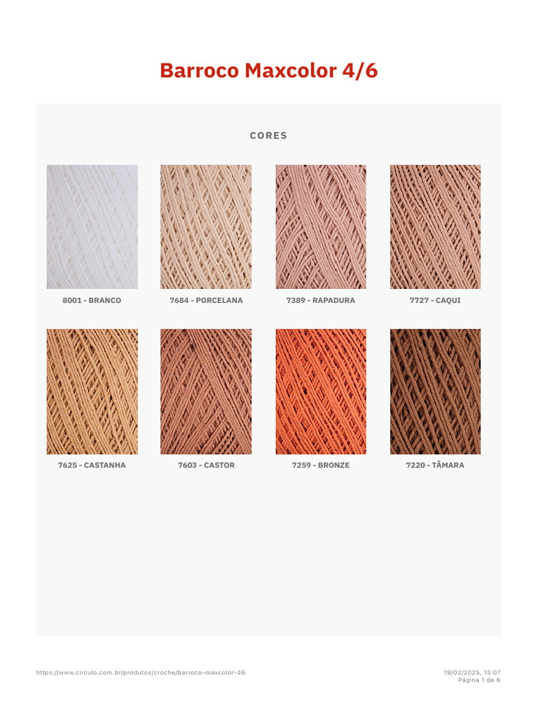 Tabela de Cores Barbante Barroco | PDF | Cor