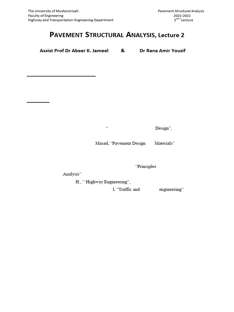 Pavement Structural Analysis Lecture 2 | PDF | Stress (Mechanics ...