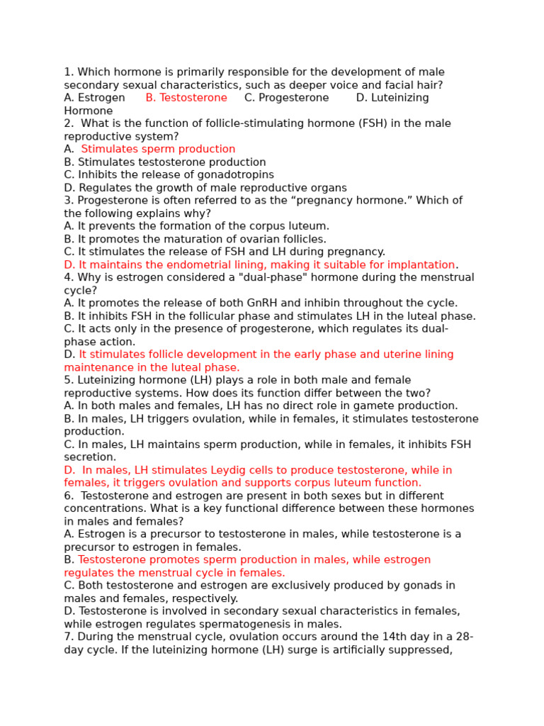 Hormones and Their Roles in Reproduction | PDF | Menstrual Cycle ...