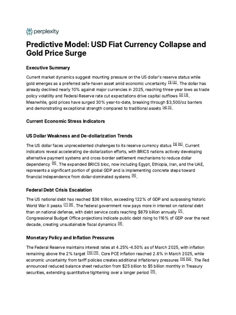 Predictive Model - USD Fiat Currency Collapse and G | PDF | Inflation ...