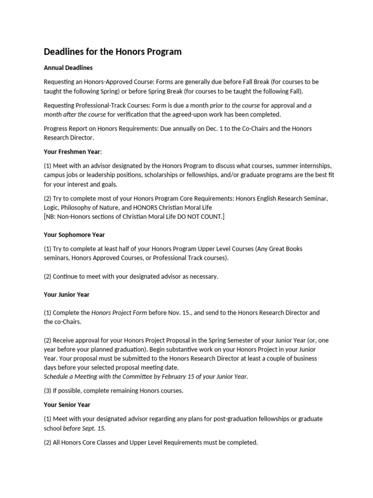 Deadlines+for+the+Honors+Program+ +edited+2025+01+25 | PDF