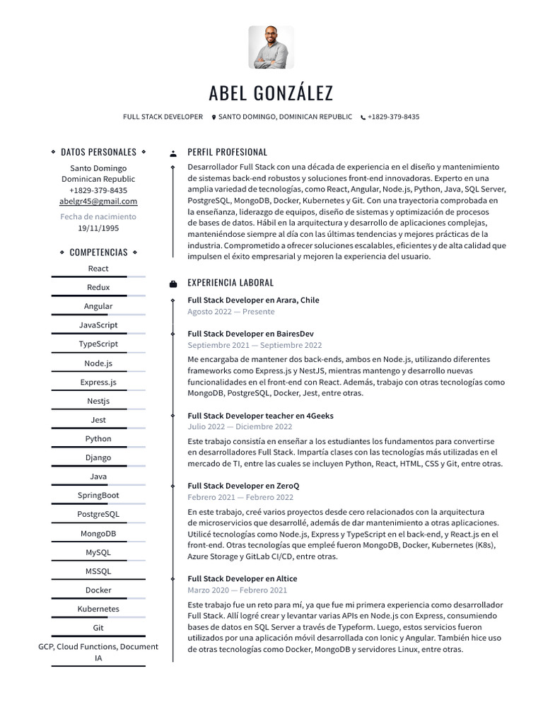 Abel González - Full Stack Developer | PDF | Servidor SQL de Microsoft ...