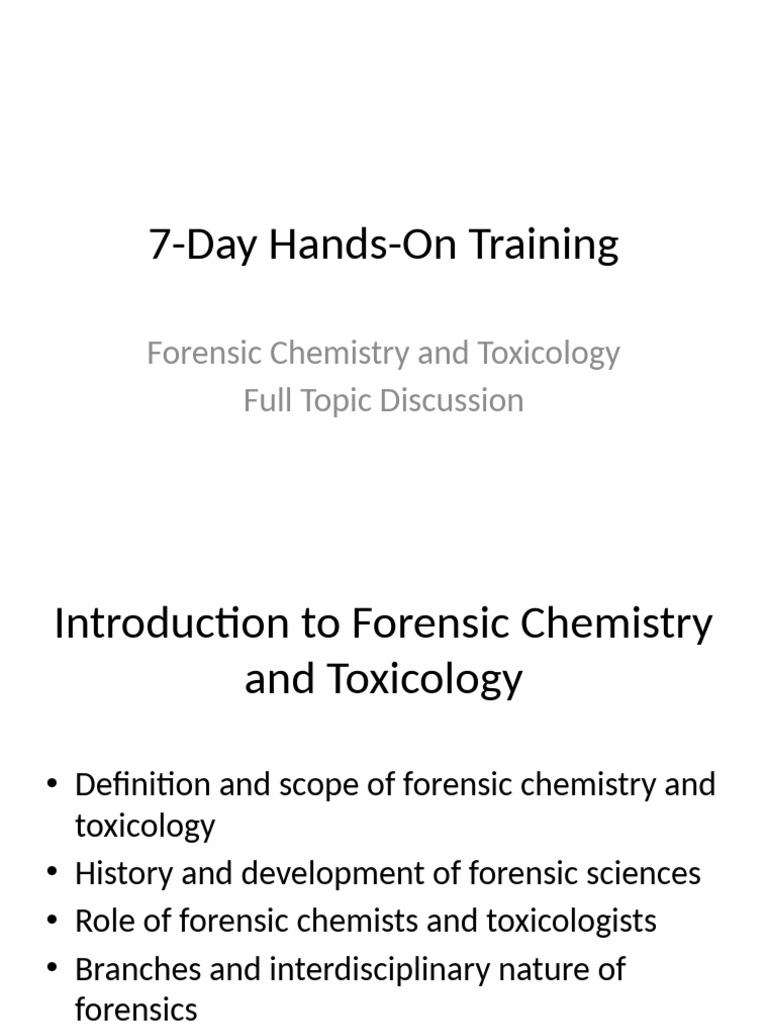 Forensic Chemistry Training Overview | PDF | Forensic Science ...