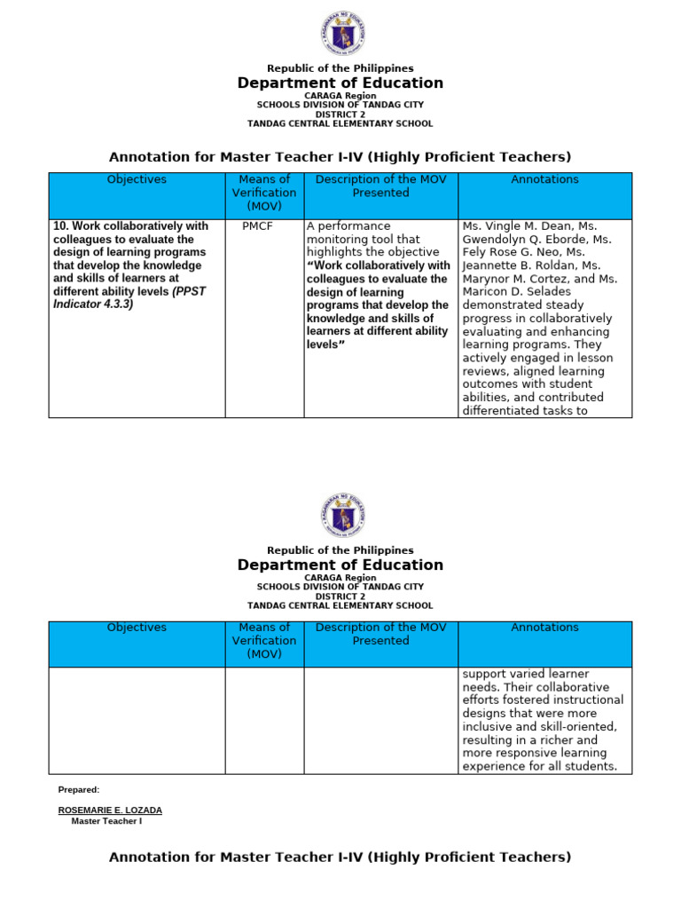 Annotation For The Objective | PDF | Learning | Teachers
