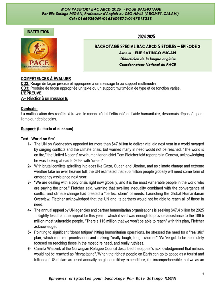 Epreuves de bachotage pour le bac 2025 | PDF | Aids | Emergency Management