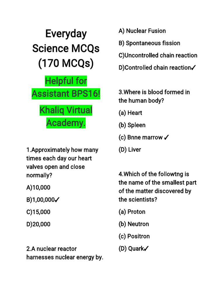 Everyday Science MCQs for BPS16 Exam | PDF | Planets | Oxide