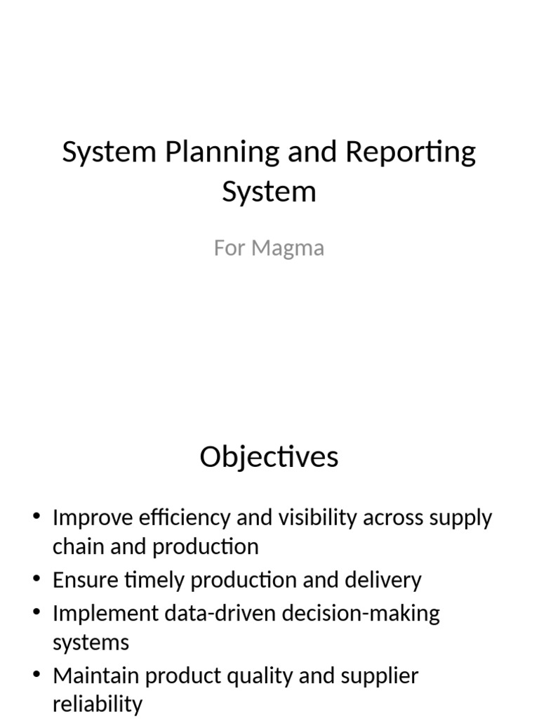 System Planning Presentation | PDF