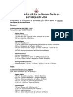 Horarios de Los Oficios de Semana Santa en Parroquias de Lima