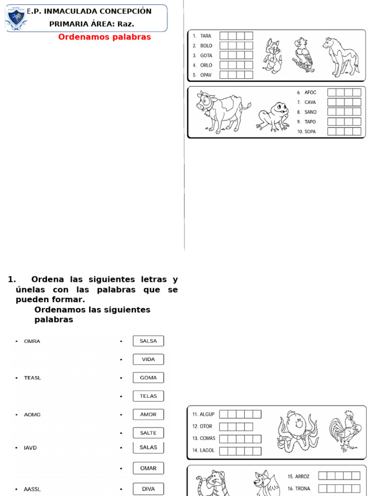 2grado Ordenamos Letras | PDF