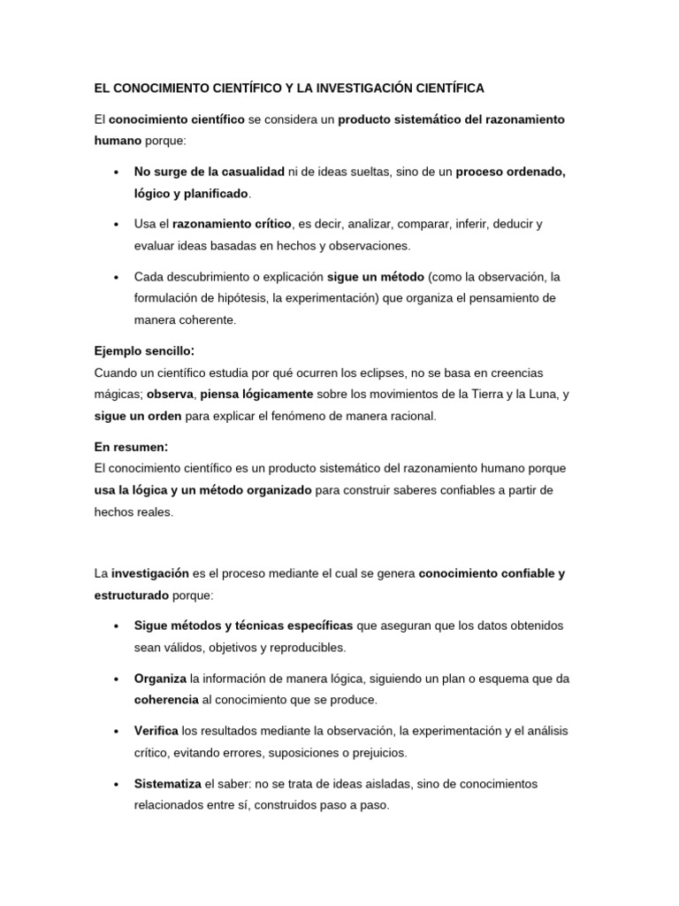 El Conocimiento Científico y La Investigación Científica | PDF