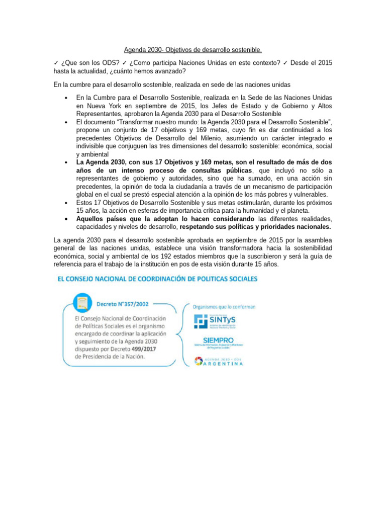 Agenda 2030 y Objetivos de Desarrollo Sostenible | PDF | Desarrollo ...