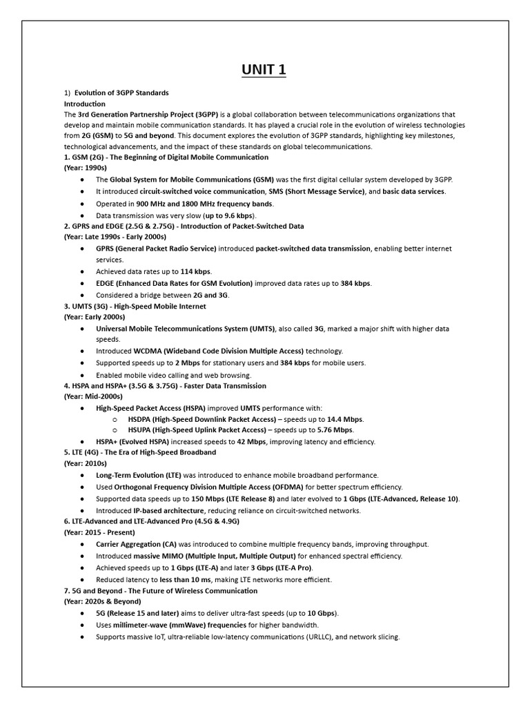 Unit 1 | PDF | High Speed Packet Access | Voice Over Ip