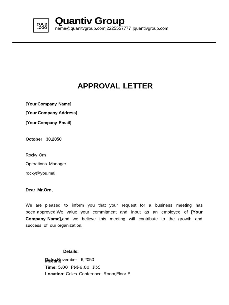 Approval Letter Template | PDF