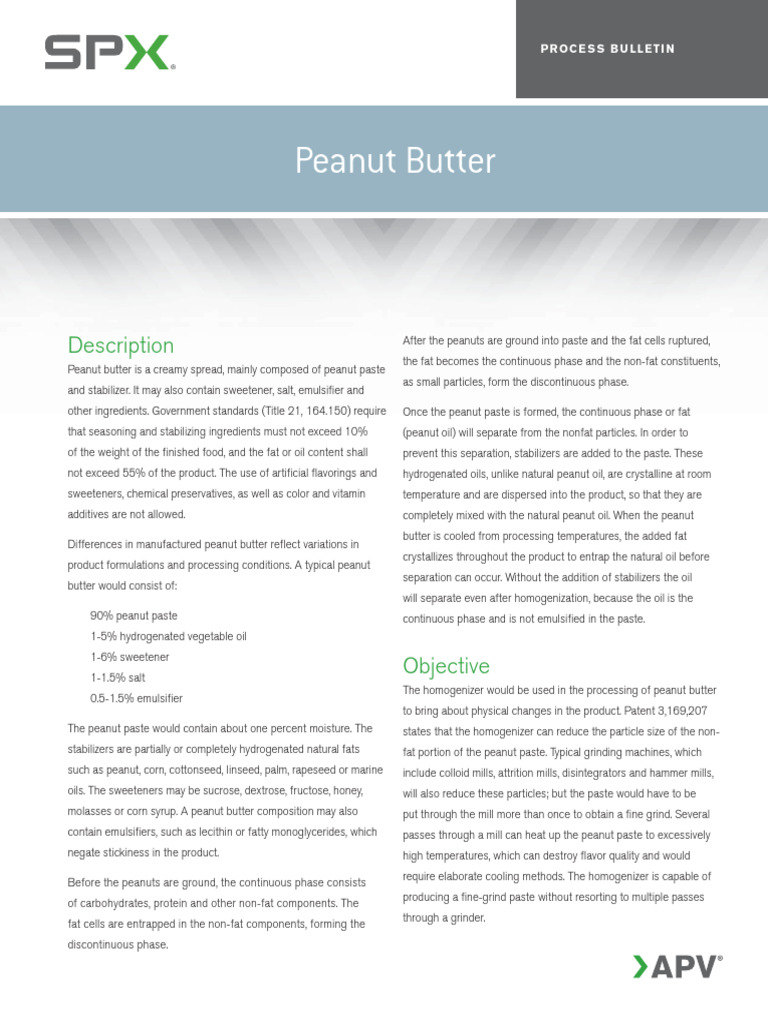 Peanut Butter Processing Overview | PDF | Peanut Butter | Peanuts