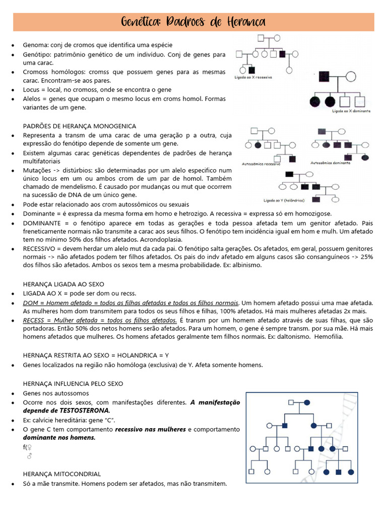 Padrões de Herança Genética | PDF | Alelo | Dominância (genética)