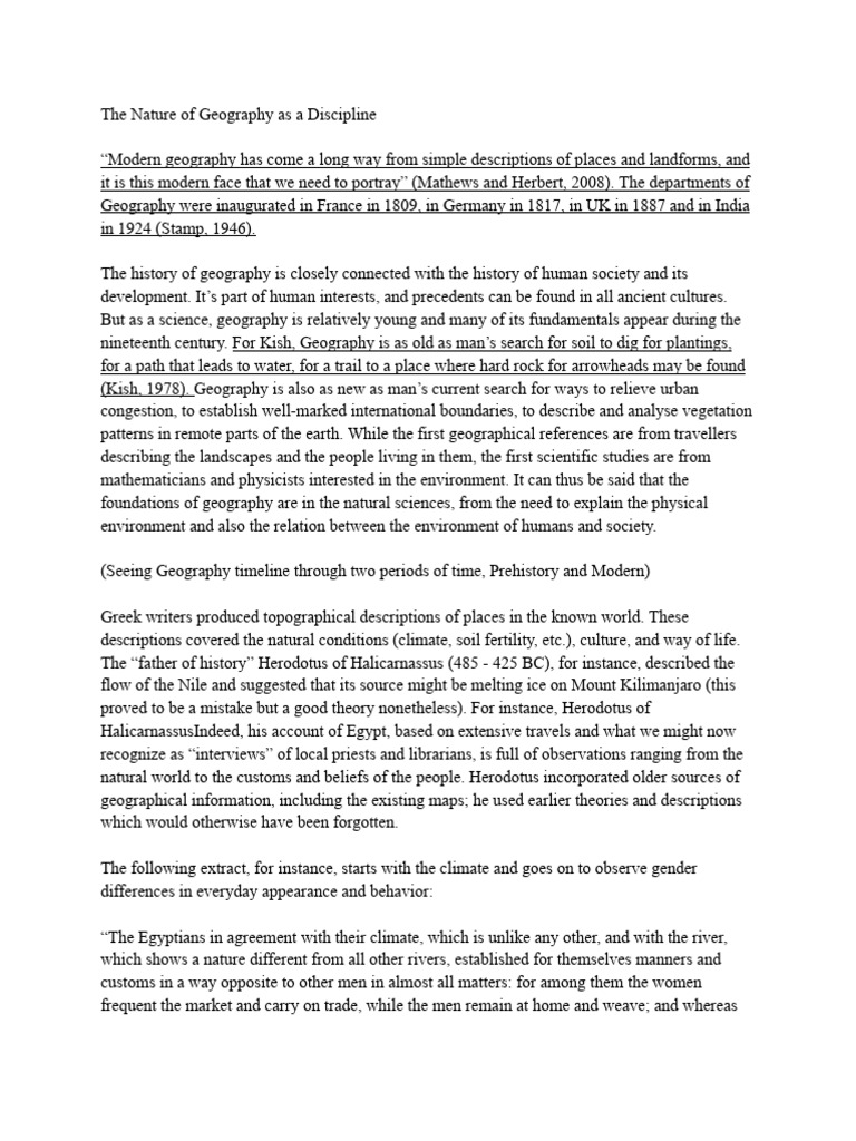 The Nature of Geography As A Discipline | PDF | Geography | Ancient Greece