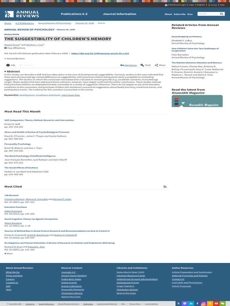 Children's Memory Suggestibility Review | PDF | Cognitive Science ...