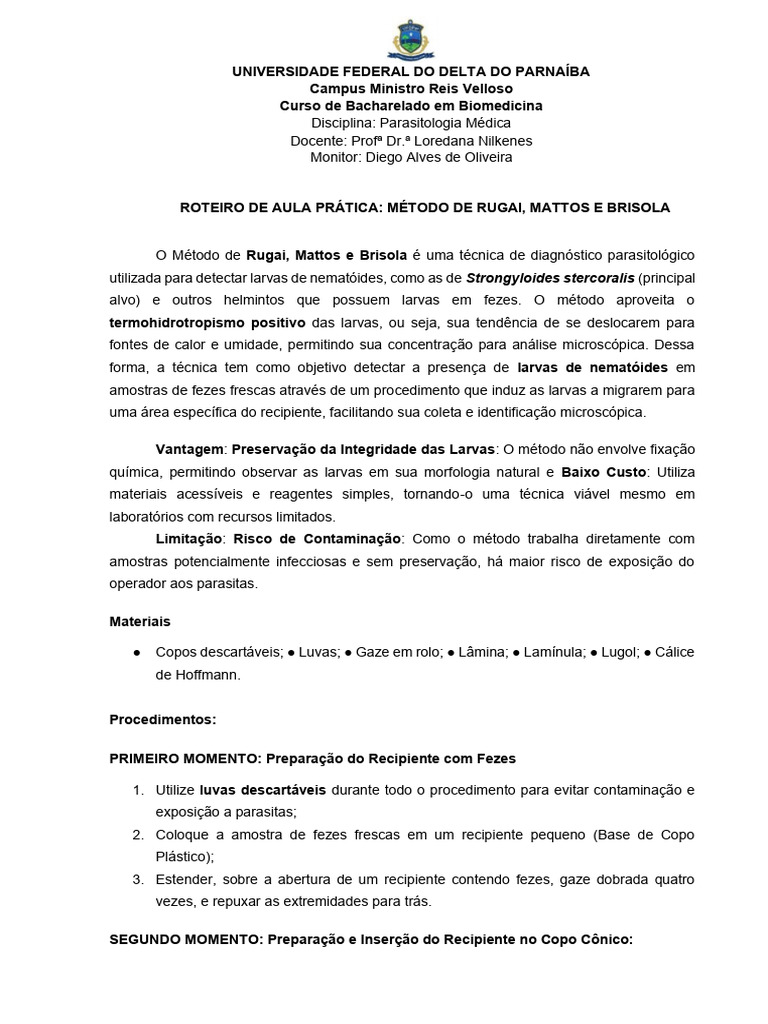 Método Rugai para Diagnóstico Parasitológico | PDF