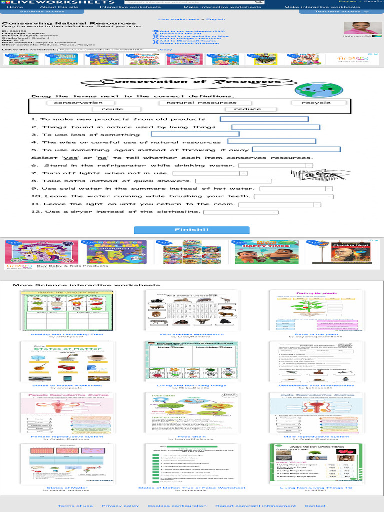 Conserving Natural Resources Worksheet | PDF | Worksheet