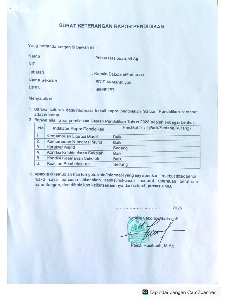 Sk. Rapot Pendidikan | PDF