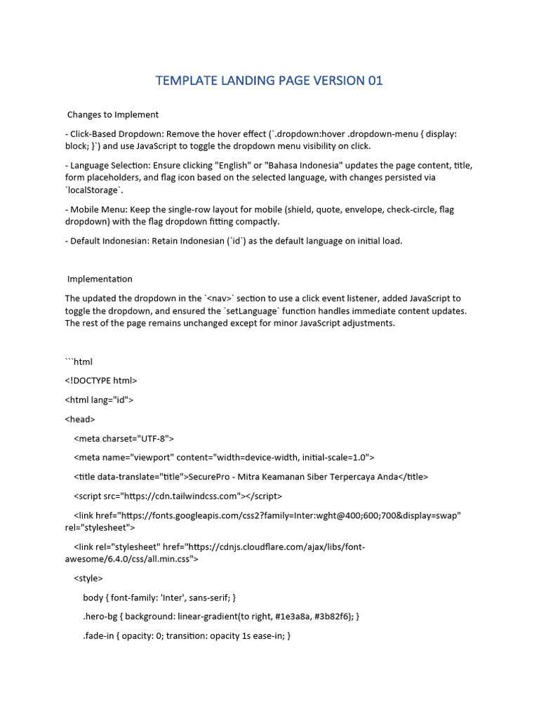 Free HTML/CSS Landing Page Template | PDF | World Wide Web | Internet & Web