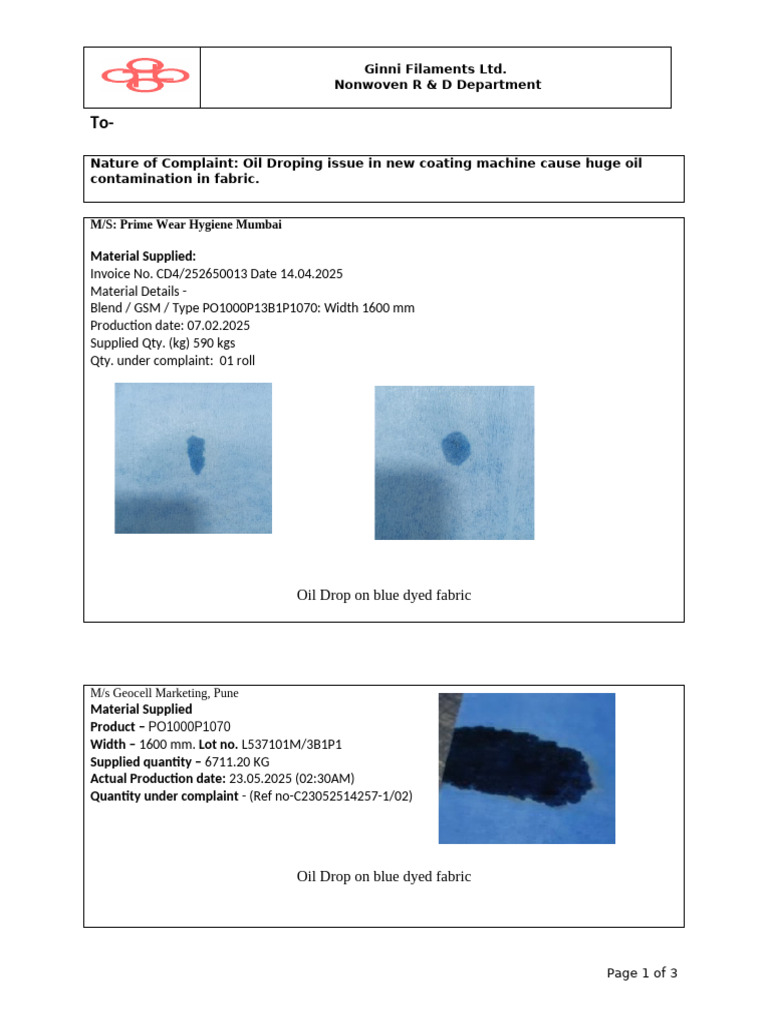 Oil Droping Issue | PDF
