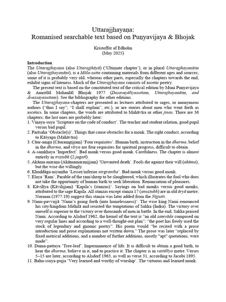 Uttarajjhayaṇa: Ascetic Teachings Overview | PDF | Asceticism | Indian ...