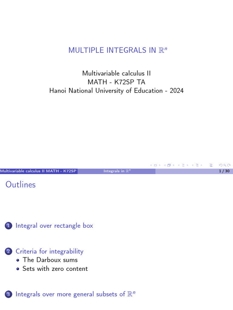 Lecture 1 - Multiple Int - Presentation | PDF | Integral | Mathematics