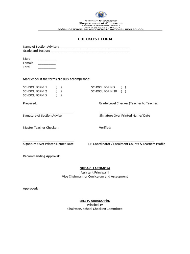 Grade Check Form Checklist | PDF