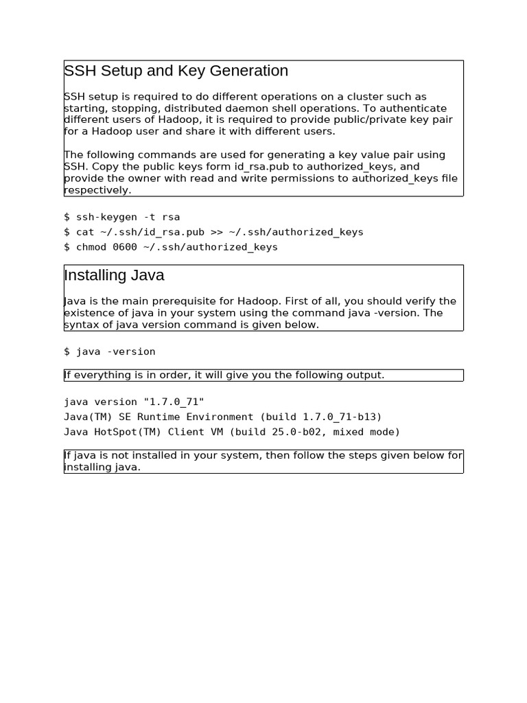 SSH Key Generation and Java Setup Guide | PDF