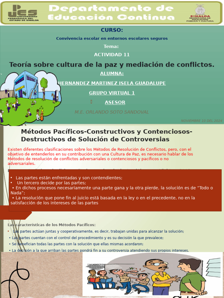 Teoría Sobre Cultura de La Paz y Mediación de Conflictos. | PDF | Mediación