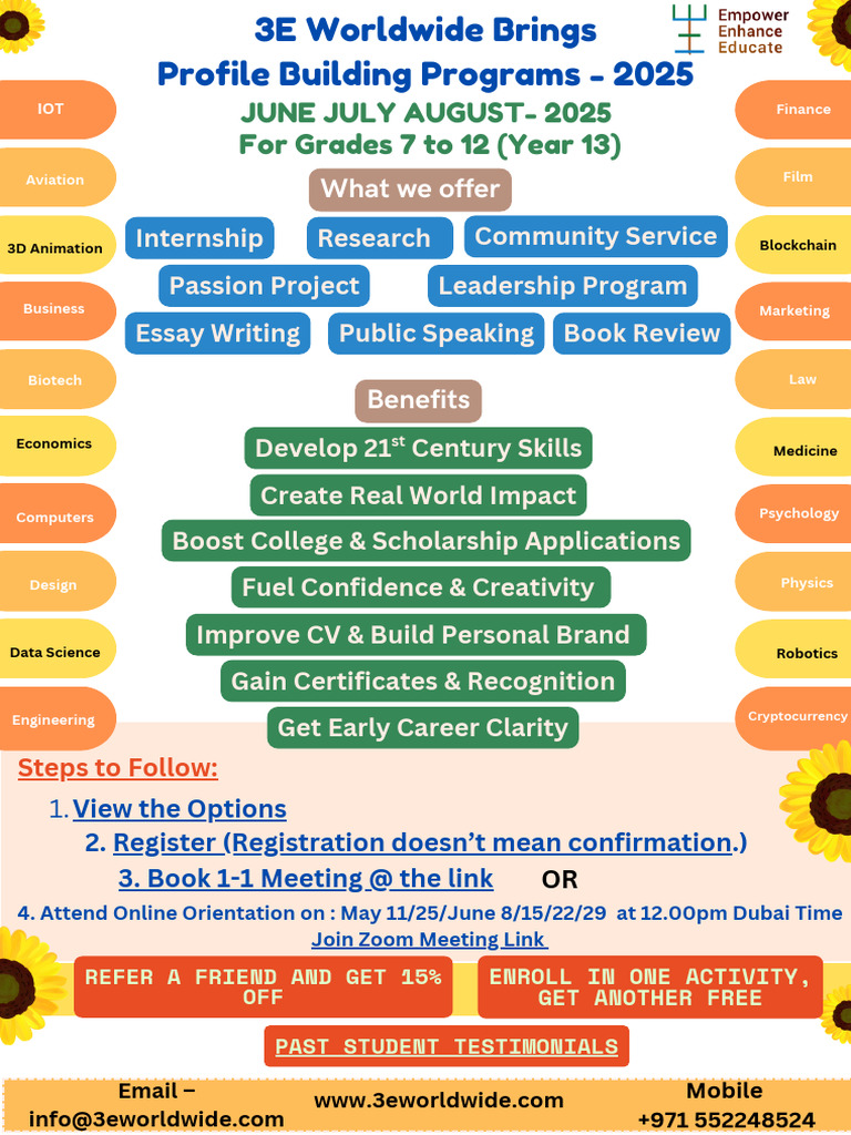 3e's Profile Building Programs - Summer 2025 - Final | PDF