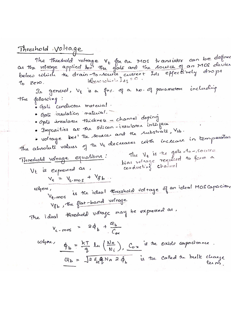 MOS Device Design Equations and Second Order Effects | PDF