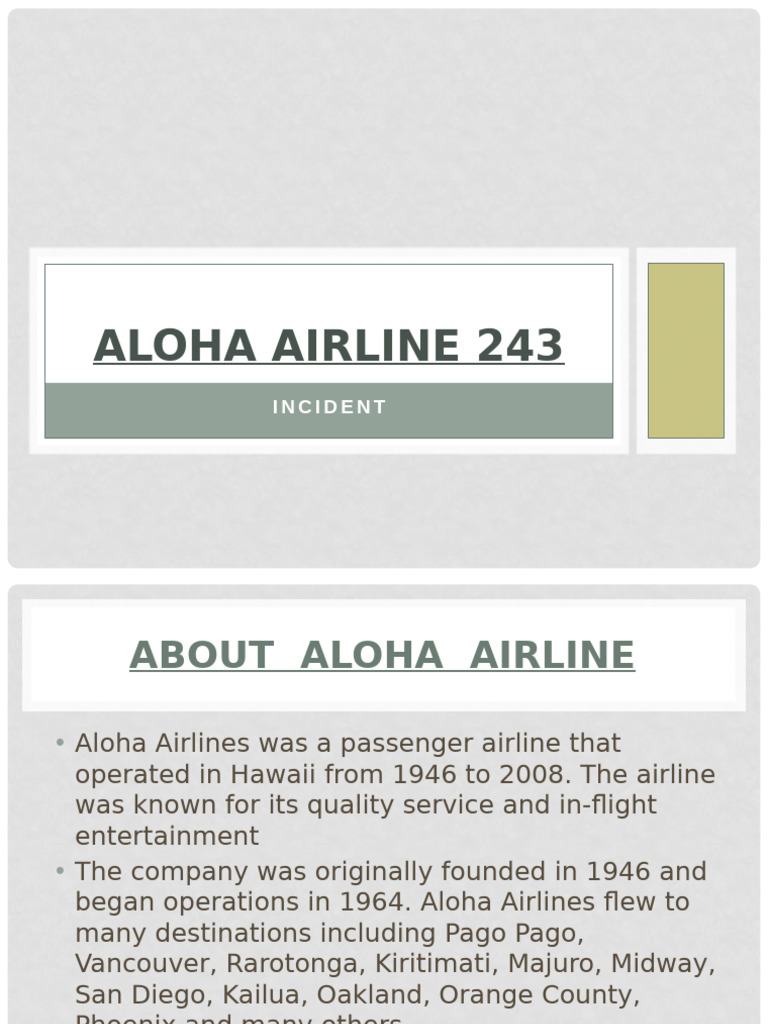 Aloha Airlines Flight 243 Incident | PDF
