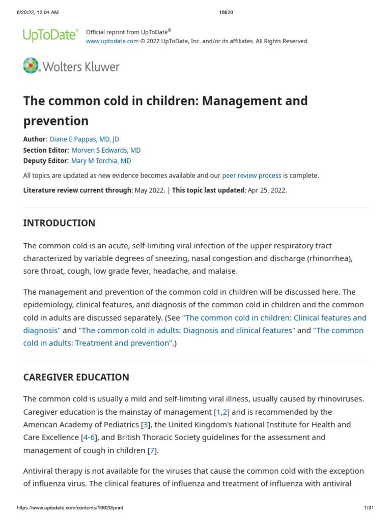 Managing Common Colds in Children | PDF | Common Cold | Influenza