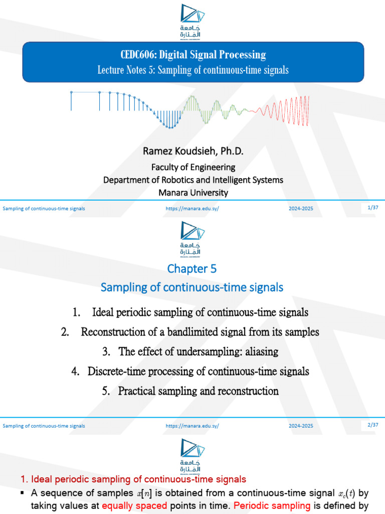 Continuous-Time Signal Sampling Guide | PDF | Analog To Digital ...