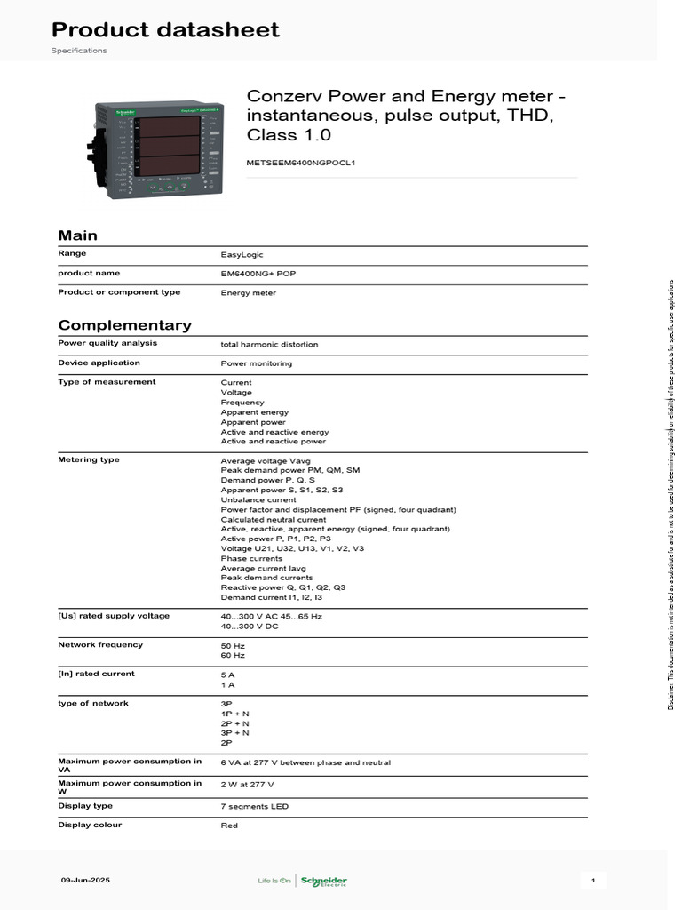 EM6400NG+ Energy Meter Overview | PDF | Ac Power | Alternating Current
