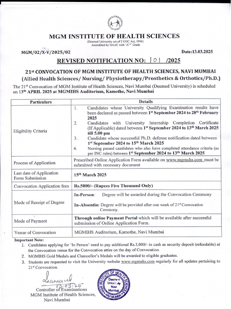 21st Convocation Revised Notification 2025 | PDF