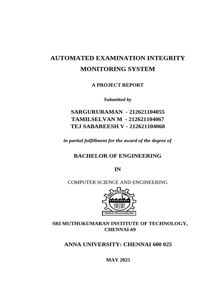 Automated Exam Integrity Monitoring System | PDF | Usability | Computer ...