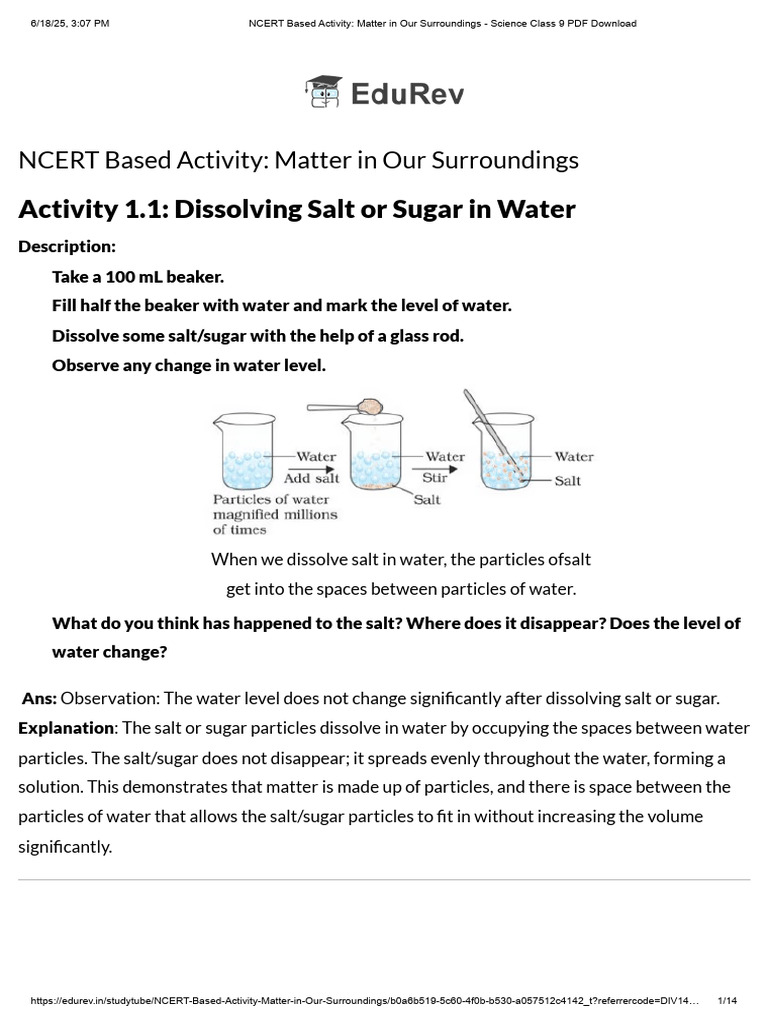 Class 9 Science: Matter Activities | PDF | Evaporation | Liquids