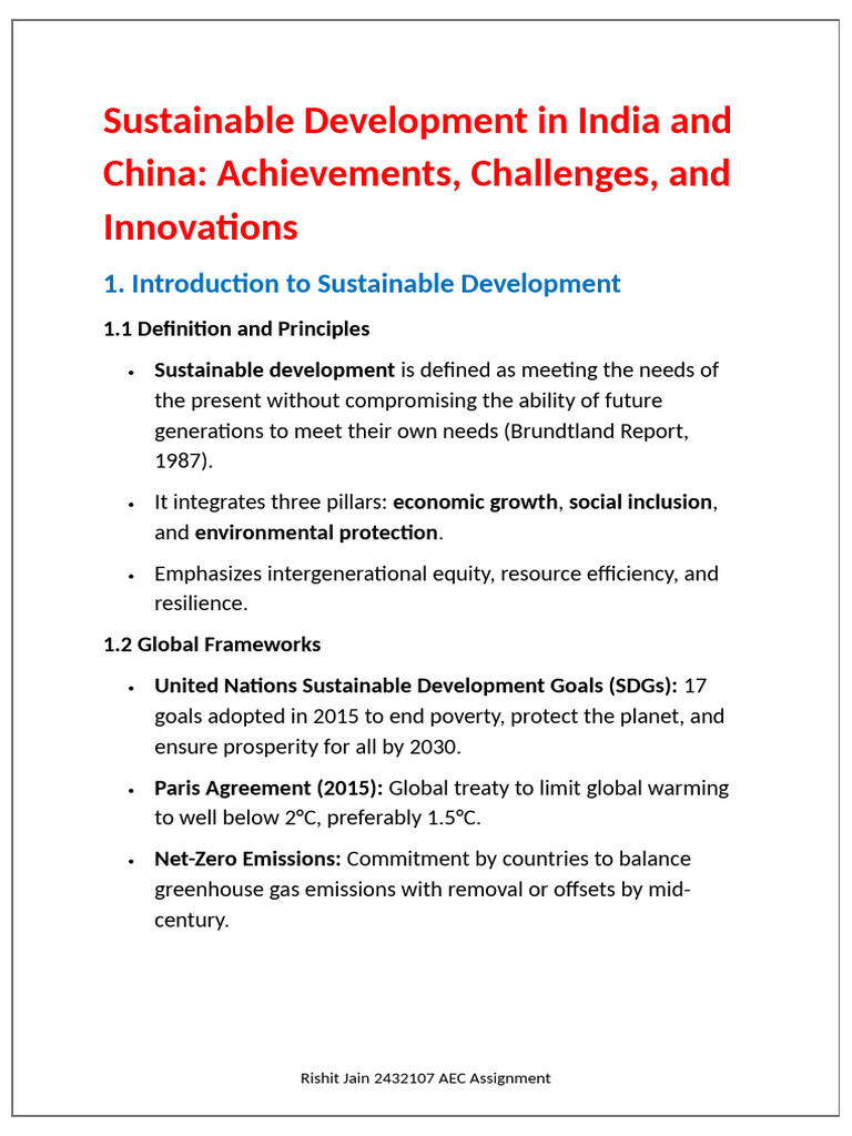 Sustainable Development in India and China | PDF | Sustainability ...