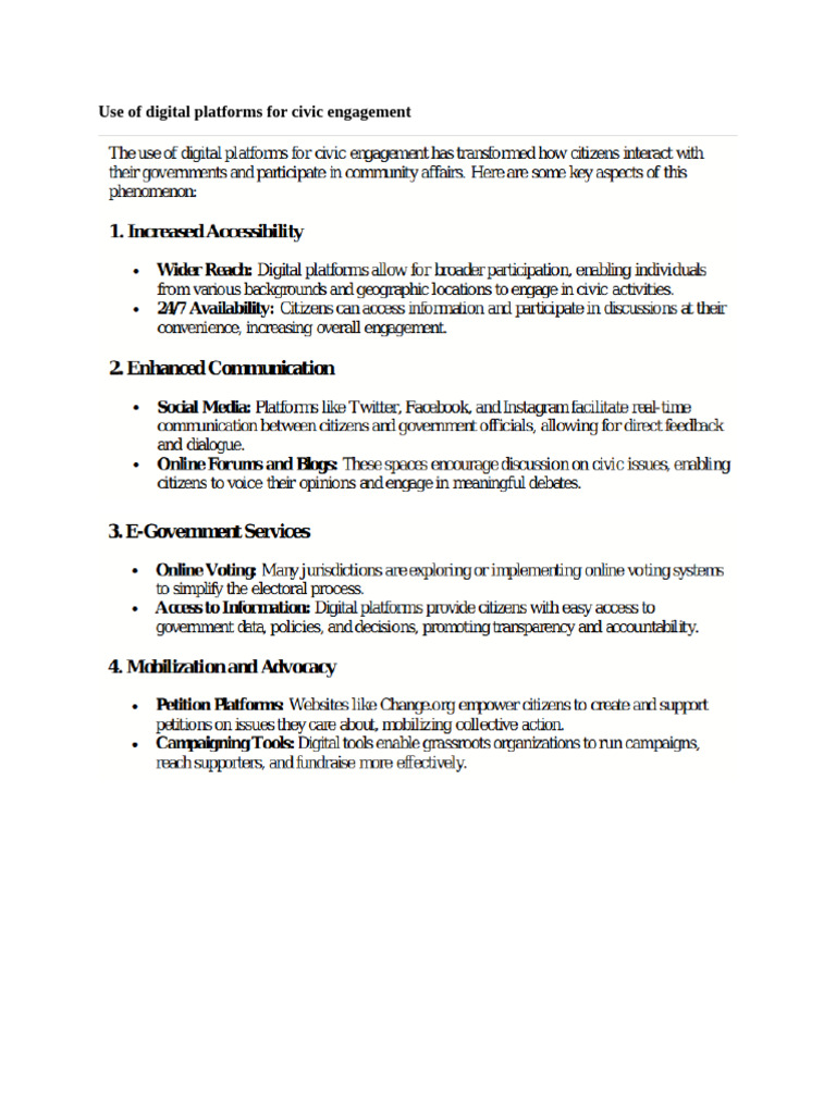 Use of Digital Platforms For Civic Engagement | PDF