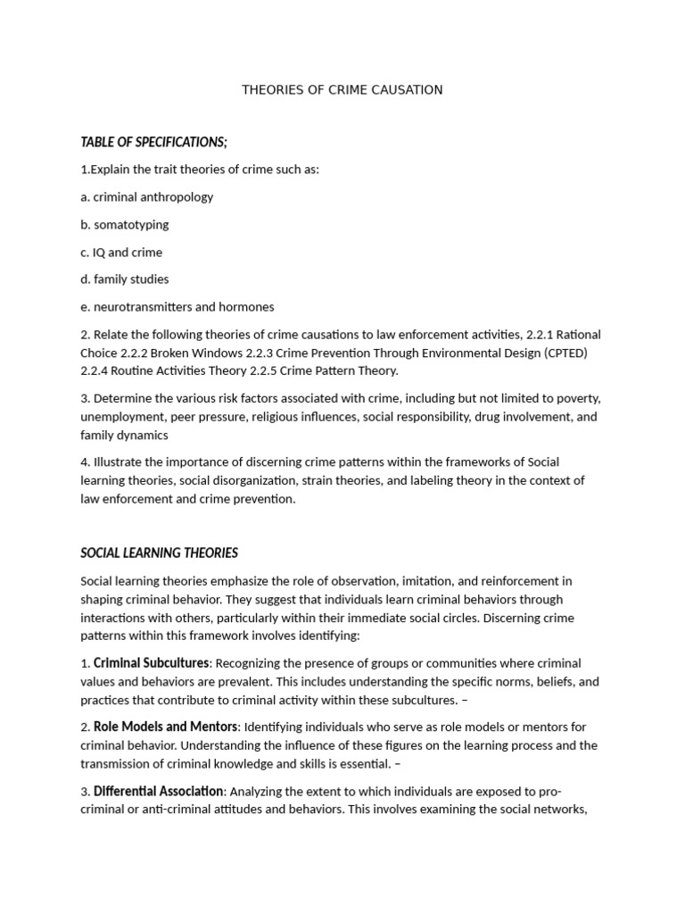 Learning Theories in Crime Causation | PDF | Crimes | Crime & Violence