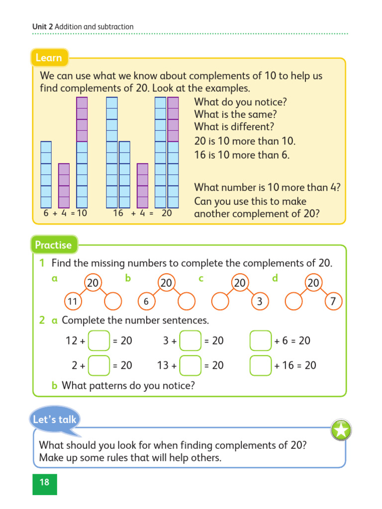 Complements of 20: Addition Practice | PDF